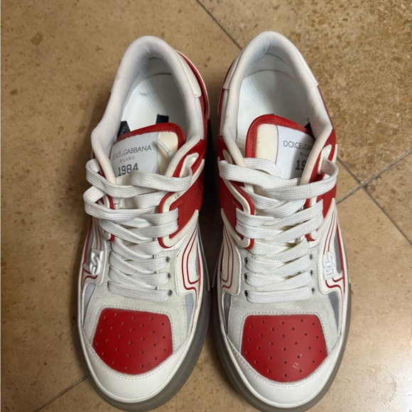 Dolce & Gabbana Men's Red and White Sneakers